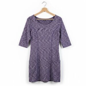 Soybu Athleisure Tunic Dress Sz Medium Purple Spacedye Patch Pocket Knit Stretch